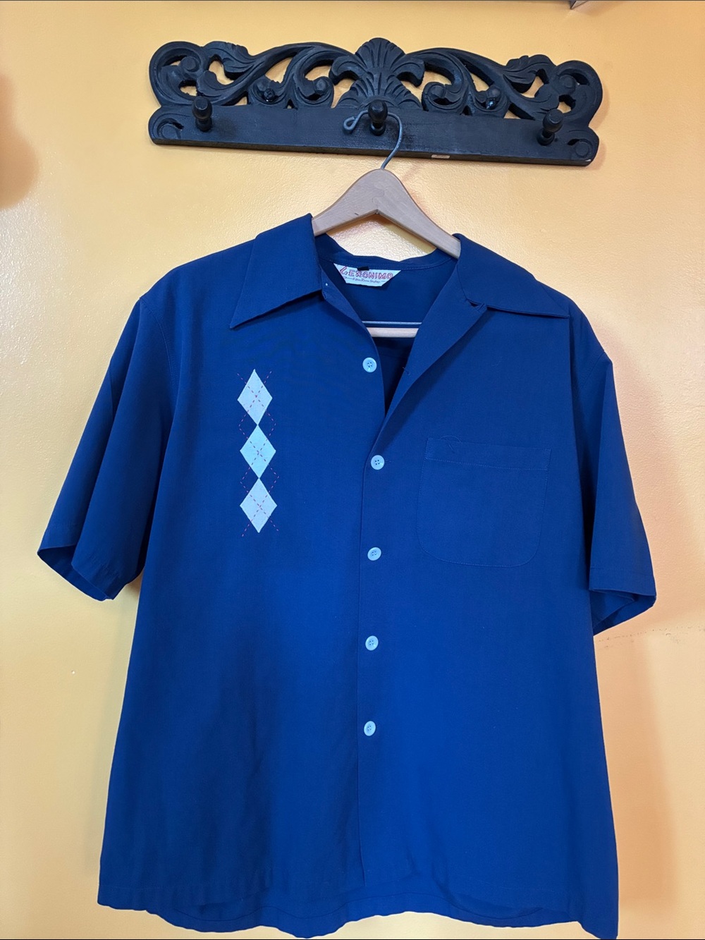 Vintage Men’s Casual Short-Sleeve Button-Down Shirt - Blue